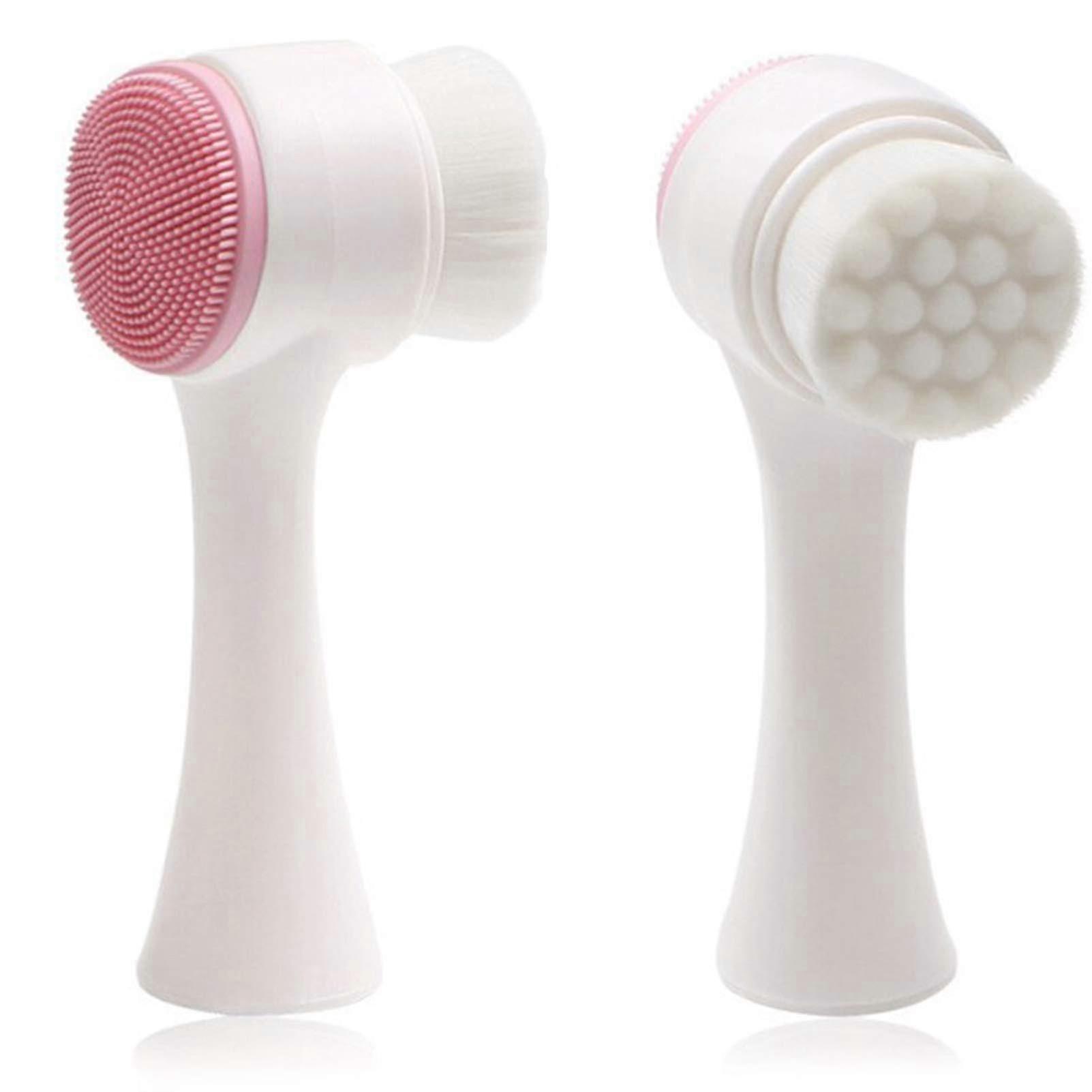 2pcs 2 In 1 Face Brush 3D Facial Brush for Deep Cleansing(Pink)