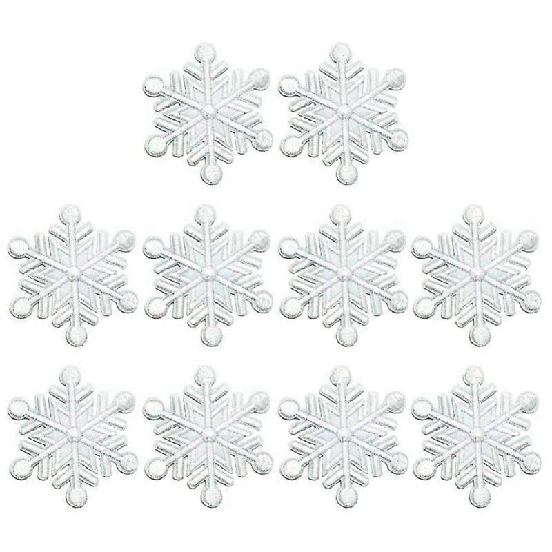 10Pcs Snowflake Patches Iron on Christmas Embroidered Patches Appliques for Arts Crafts DIY Decor J