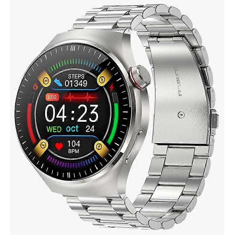 Smartwatch with One-Touch Health Check, ECG, Blood Pressure, Body Fat Measurement, and SOS with Sleep Tracking Feature(Silver)