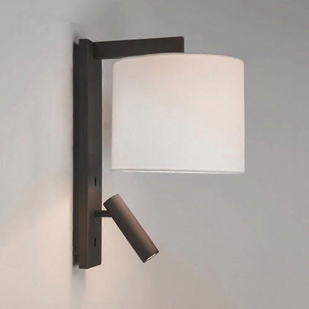 Linen Wall Sconce Adjustable Bedside Spotlight Light With Fabric Shade Switch On/Off Hardwired Stainless Svart
