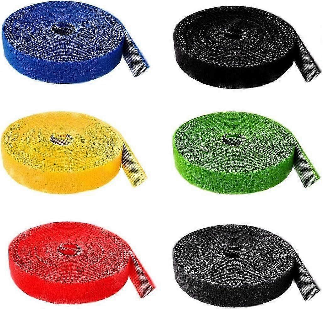 6 Rolls of Velcro Cable Ties Reusable Multicolored Velcro Fasteners