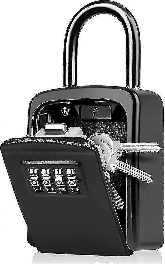 Key Safe Box, 4 Digit Combination Key Lock Box With Removable Hook Resettable