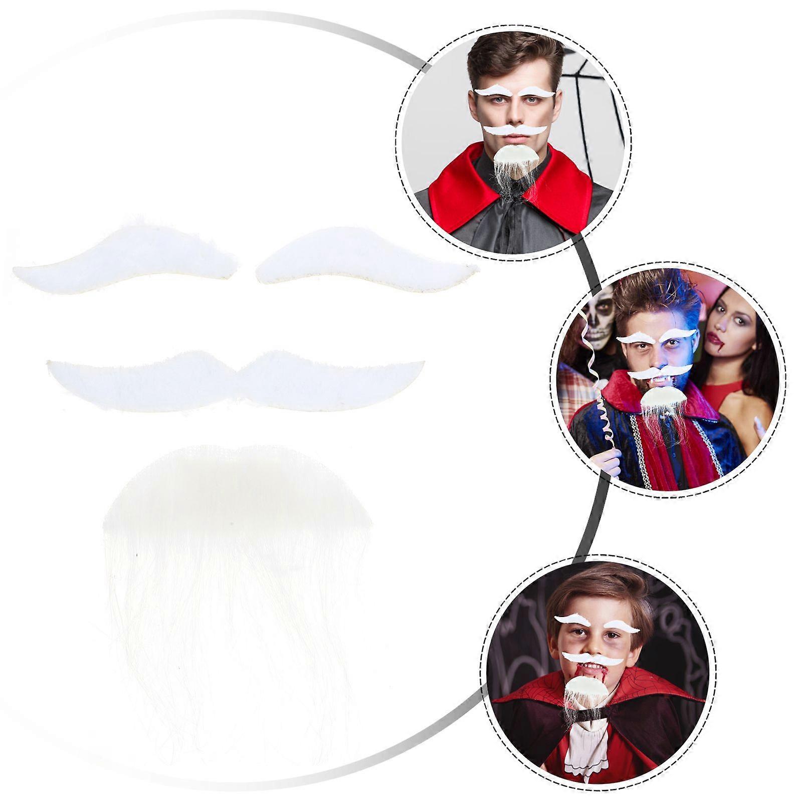 1 Set of Cosplay Fake Beard Mustache Eyebrow Mild Artificial Beard Prop Halloween Party Costume Accessory