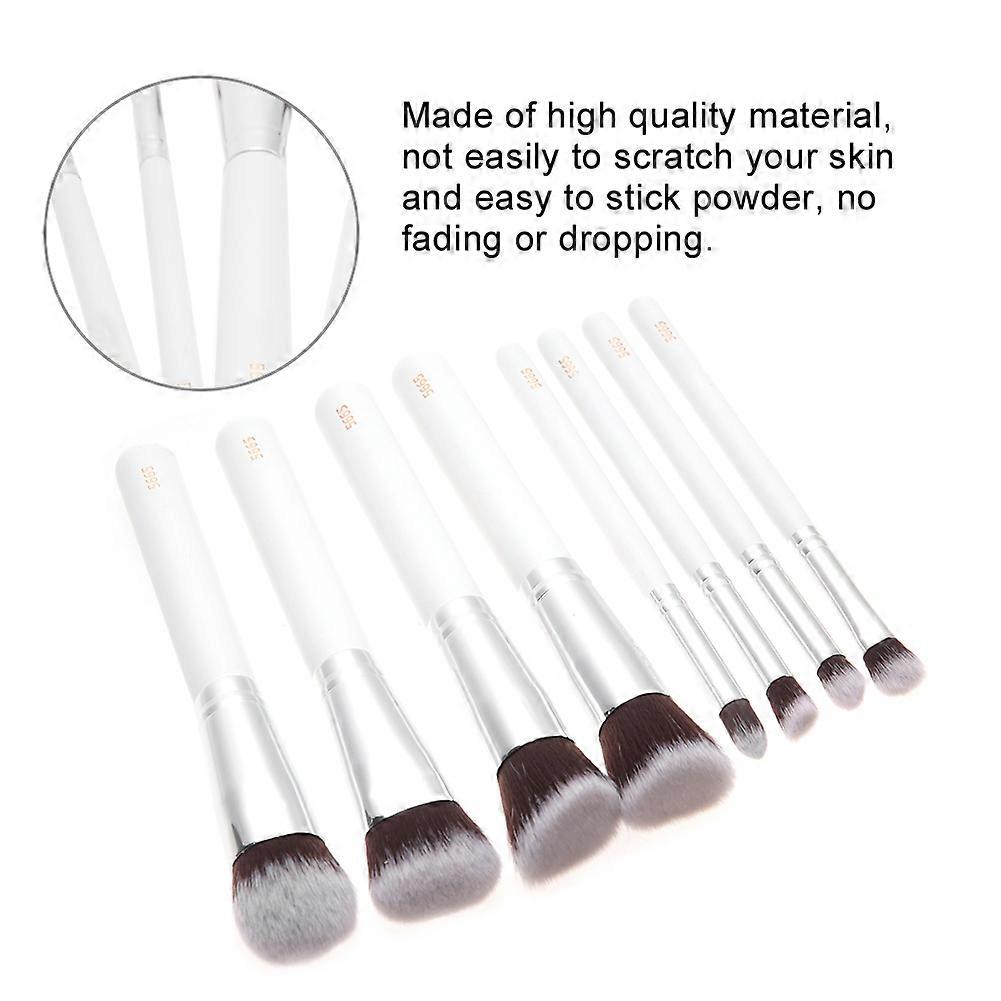 8Pcs Portable Makeup Brush Kit with Storage Bag Black & White
