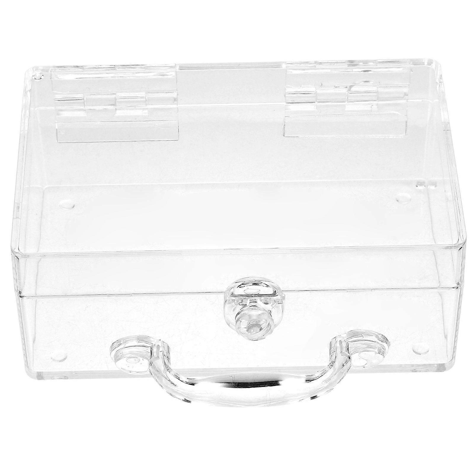 Transparent Cosmetics Case Portable Storage Box with Lock 4Pcs for Storage