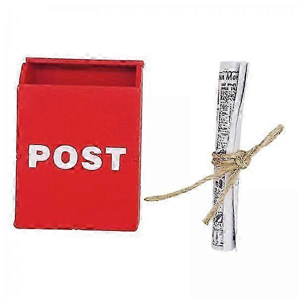 2xWooden Dollhouse Miniature Mailbox Accessories Decoration for Holiday Gifts