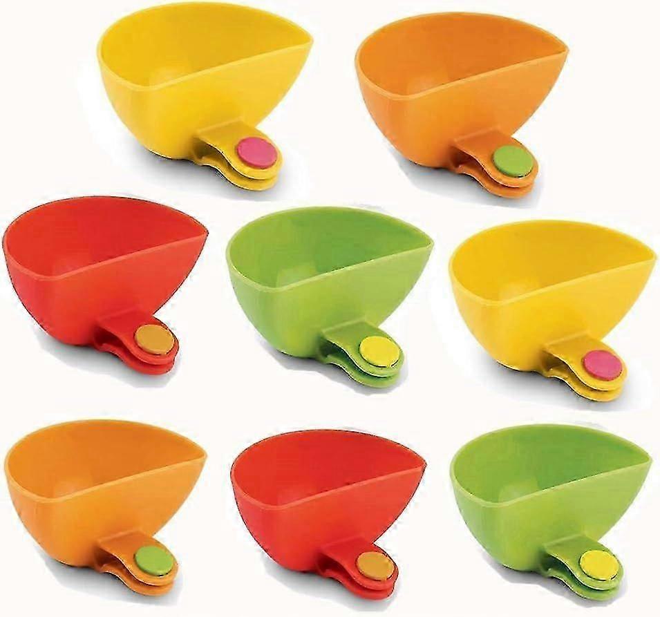 8 Pack Dip Clips Assorted Plate Grab Clip-on Dip Holders Tomato Sauce Salt Vinegar Sugar Flavor Spices Dip Container Bowl--