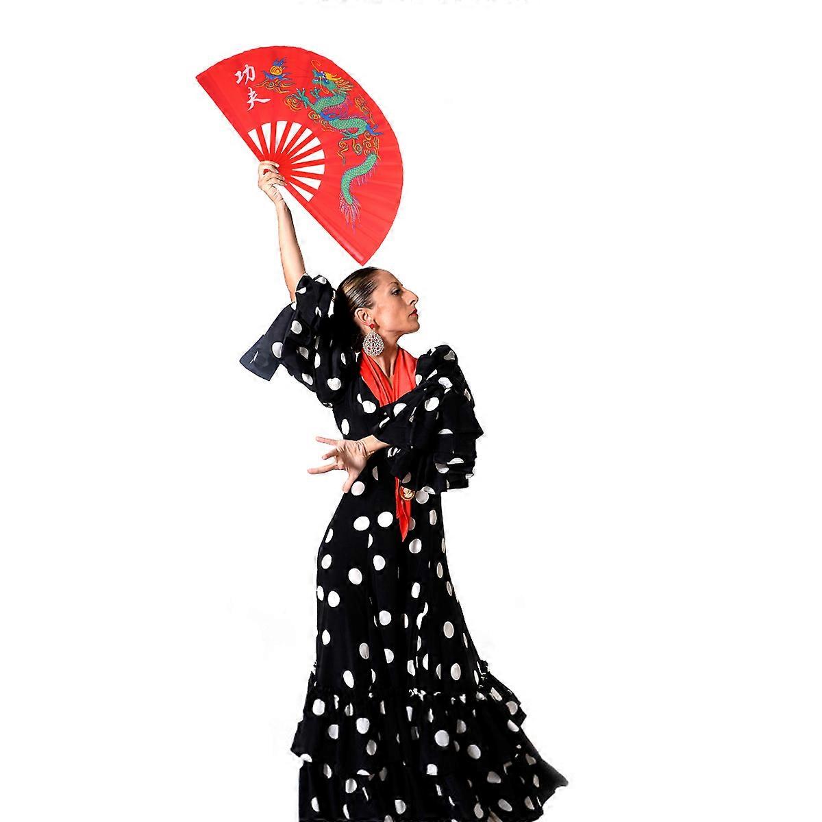 Performance Fan Chinese Fan For Decoration Durable Construction Red 25.2×13.4×0.4in 1Pack
