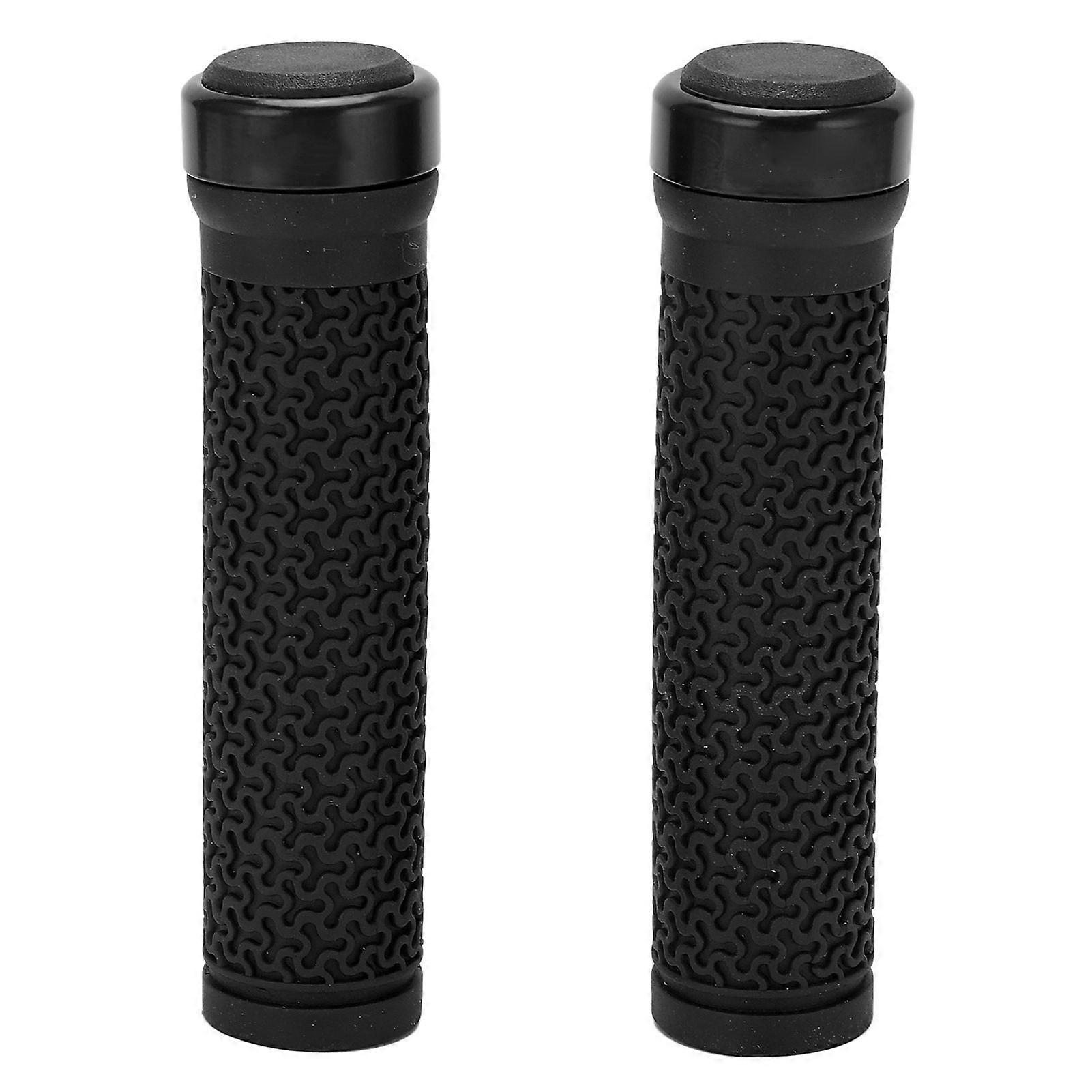 1 Pair Anti Slip Bicycle Handle Grip Rubber Handlebar Grips Cover Cycling Replacement Parts for Road Mountain BikesBlack