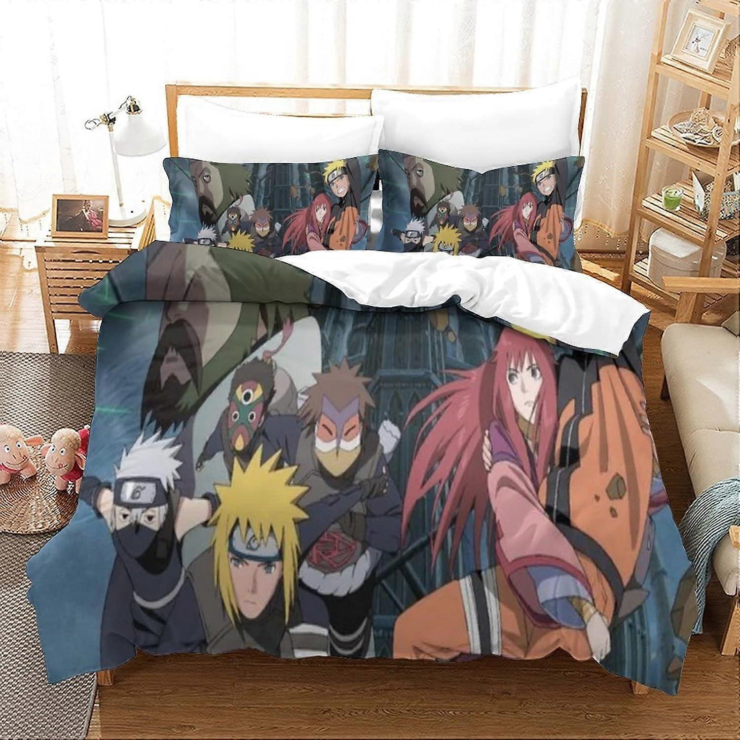 g212 Naruto 3-piece Set Bedding Set 3D Print Comforter Cover with Zipper ForTeens And Kids Adults Soft Microfiber Bedspread Cover f212