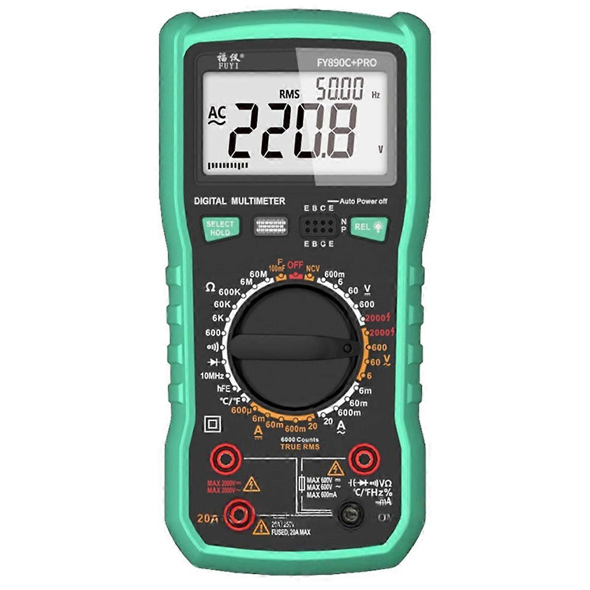 Digital Multimeter 6000 Counts True RMS 20A /2000V AC/ DC NCV Capacitance for Electrician PV Solar