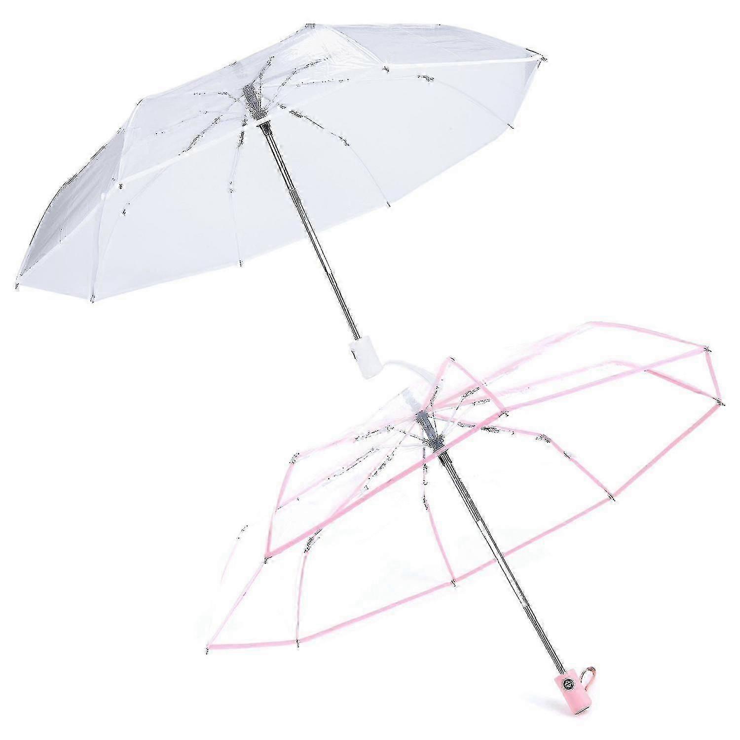 2-Pack Transparent Automatic Folding Umbrellas for Rain and Sun Protection, Unisex Design for UK Weather