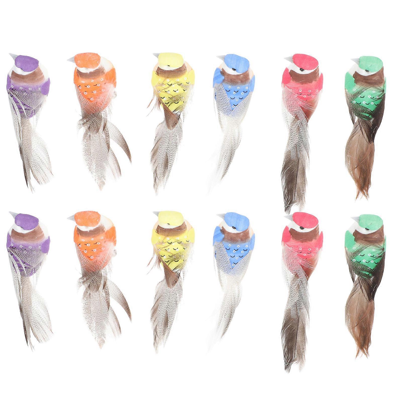 Simulation Bird Yard Decoration for Garden Use 12Pcs Ornaments