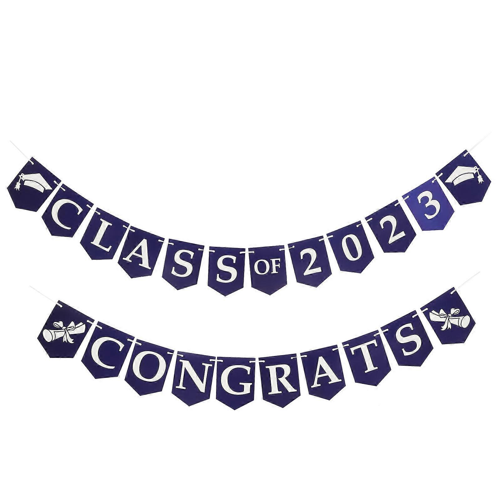 Graduation Decoration Banner Class of 2023 Banner for Party 3Sets Blue