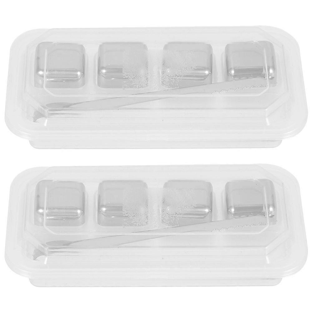 Stainless Steel Ice Cubes Whiskey Stones for Bar Use 4Sets Reusable Ice