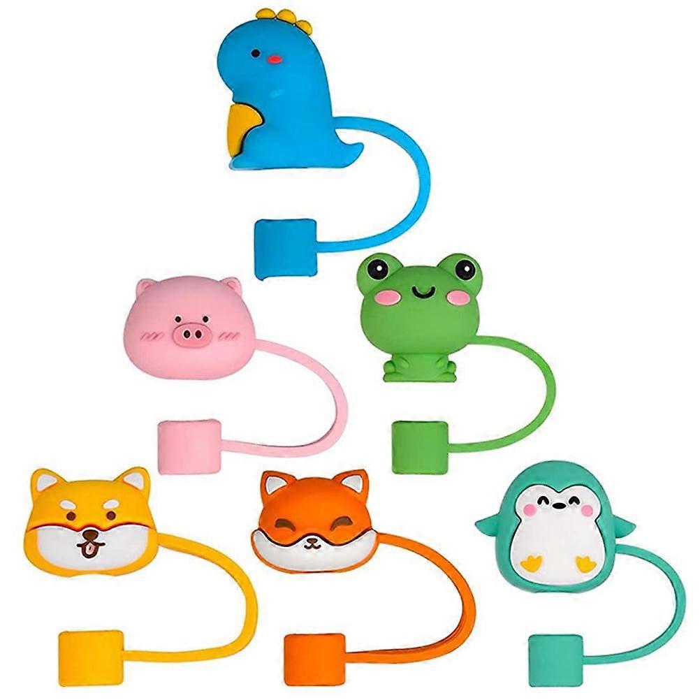 6 Pcs Dust-proof Straw Cap Drinking Caps Silicone Tips Protector Top Hat Straws Covers Reusable