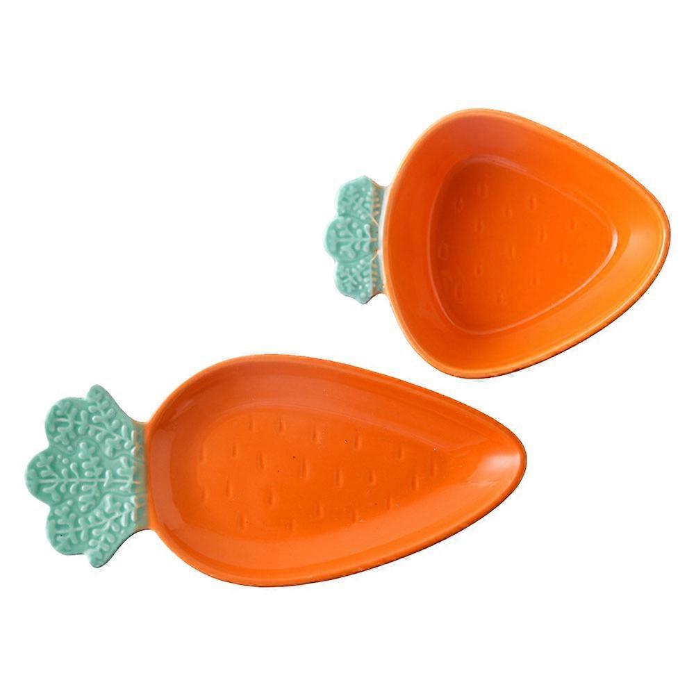 Ceramic Food Bowl Carrot Shaped Dish Fruit Storage Easter Day Tableware Orange 1Set