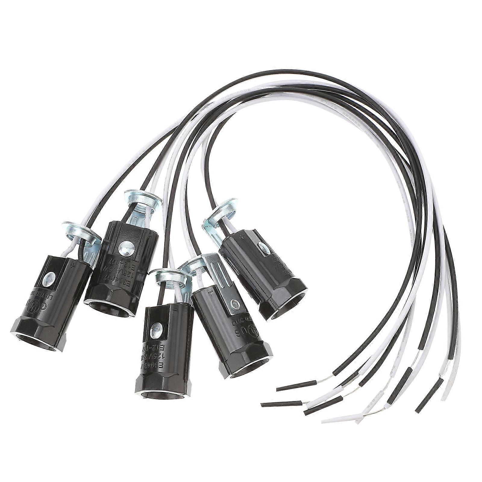 20Pcs E12 Thread Lamp Holder for Ceiling Light Use Black Candle Bulb Base