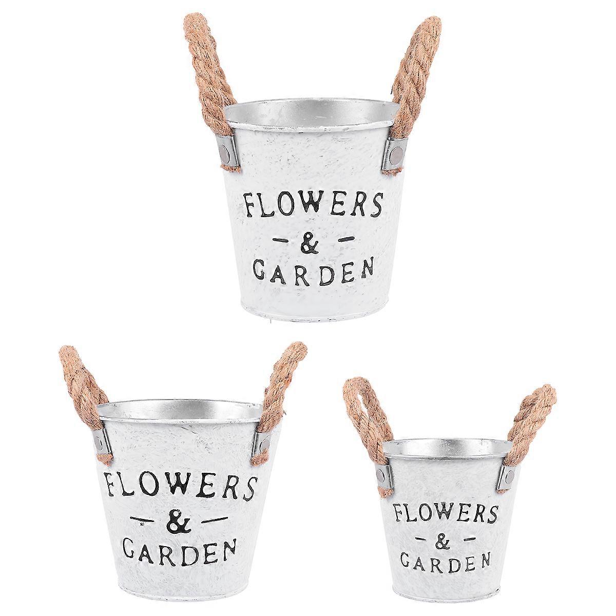 Iron Flower Container for Storage Use 6Pcs Grey Classic Flower Pot Holder