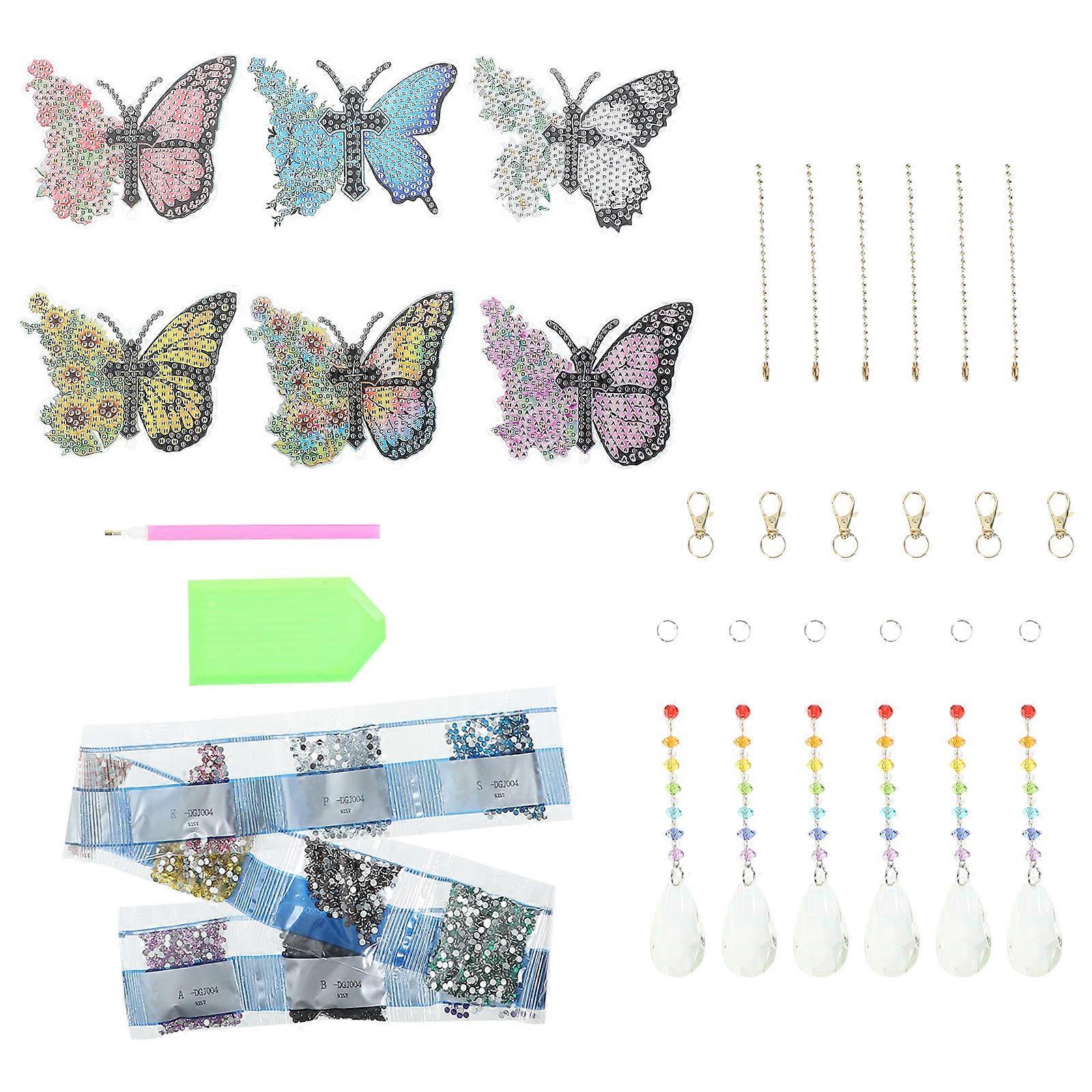 Butterfly Wind Chimes 1Set Assorted Color Acrylic for Decor Sparkling Sunlight