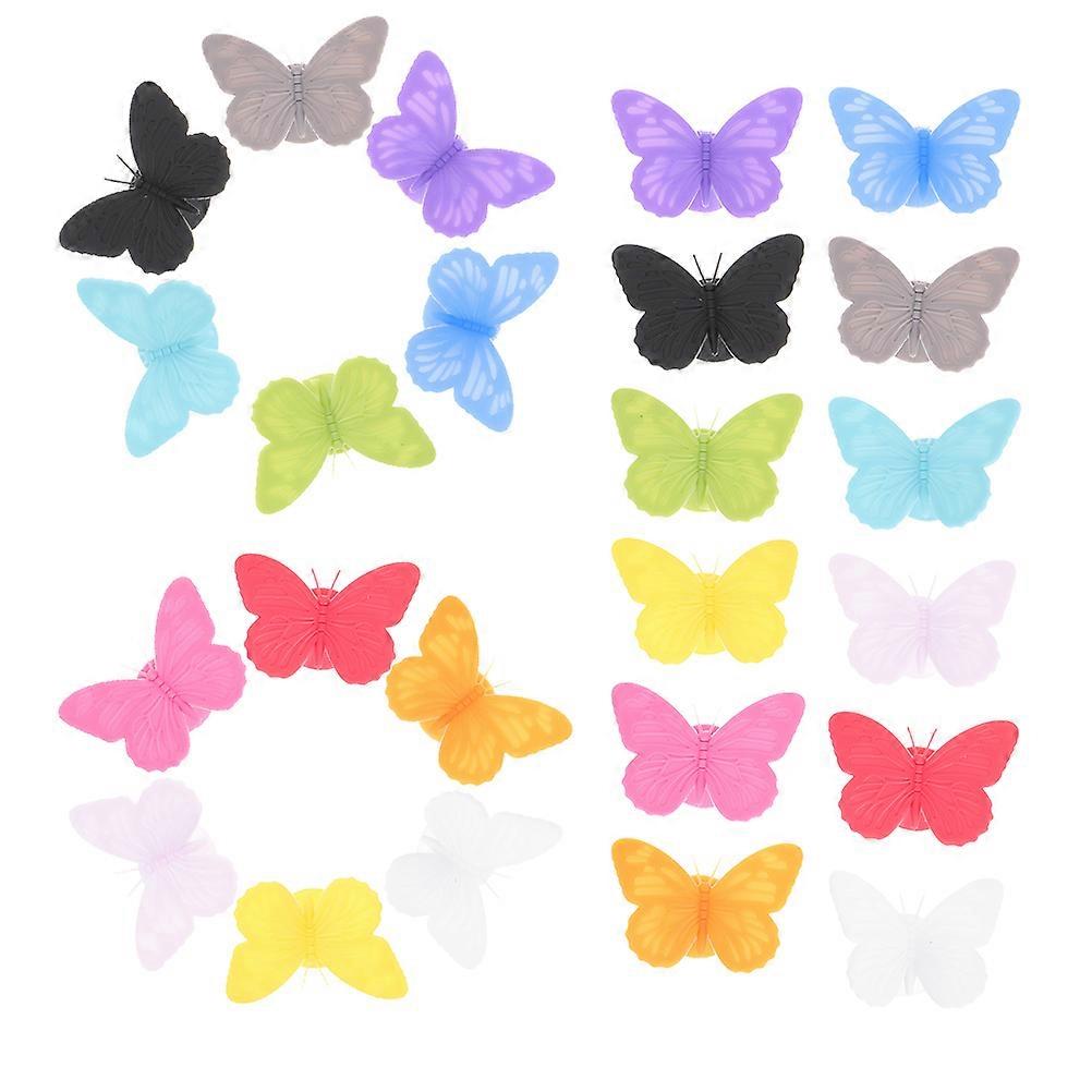 24Pcs Removable Silicone Glass Markers Assorted Color Ideal For Enhancing Experience At Weddings And Parties With Distinct Butterfly Shapes