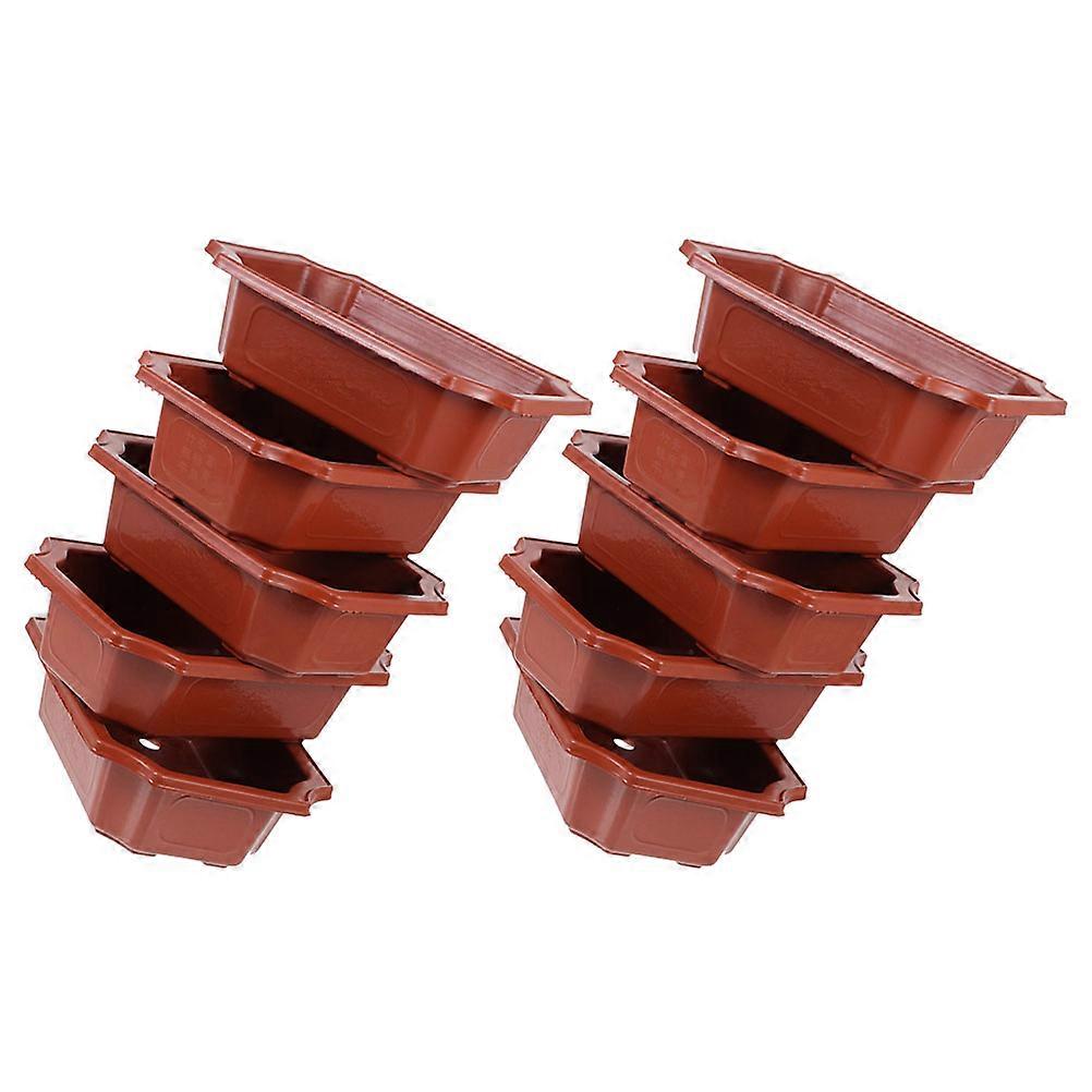 30Pcs Red Plastic Bonsai Pots for Planting Vintage Rectangular Style