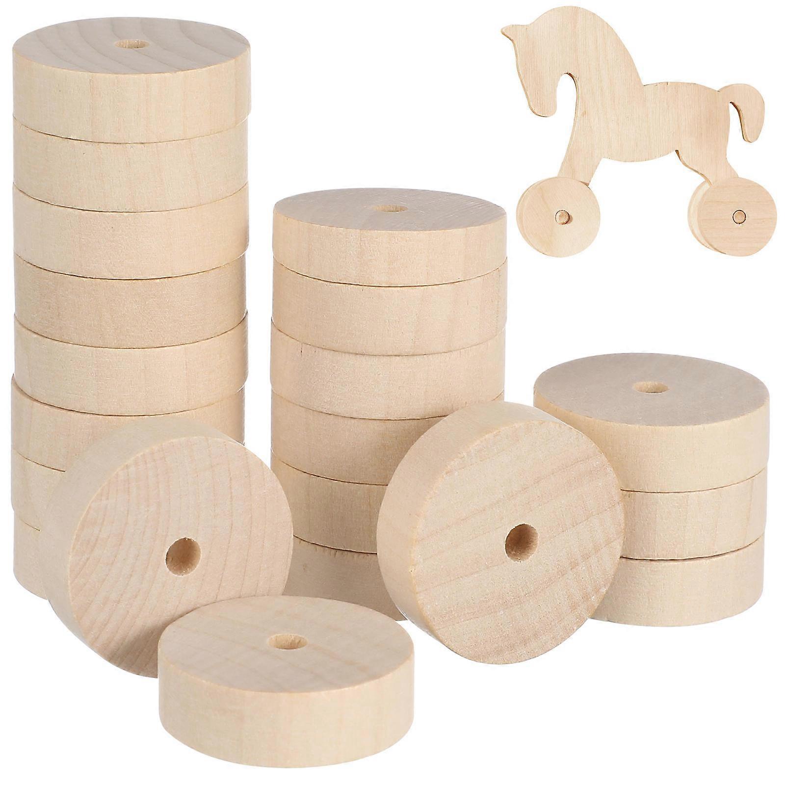 Toy Accessories 120 Pcs Wooden Small Wheels For Craft Supplies DIY Projects Khaki Color Blank Unfinished