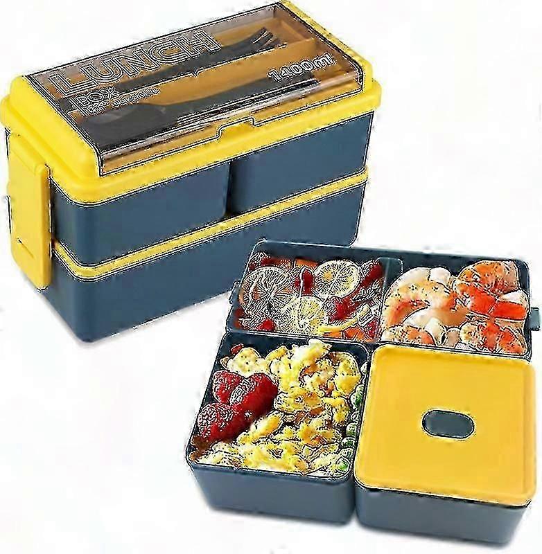 Bento Box for Adults - 3-in-1 Stackable Lunch Containers with Compartments