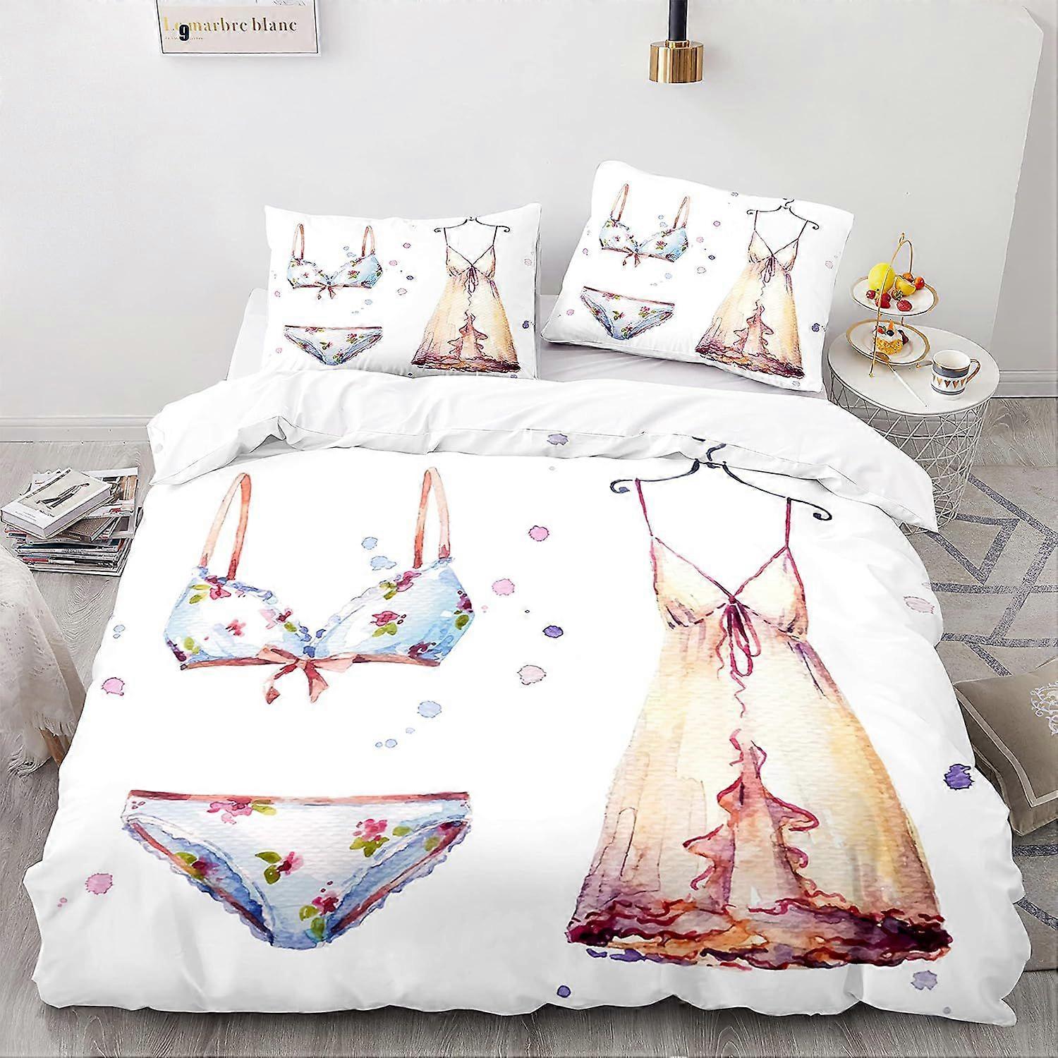 Parure de lit trois pièces Darling in The Franxx avec housse de couette et taie d'oreiller, en microfibre, impression numérique 3D.