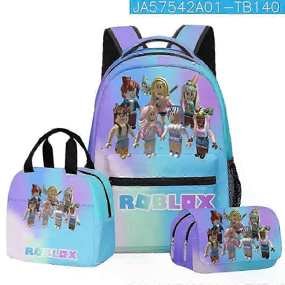 2025 תיק בית ספר 3 יחידות משחק Roblox הדפסה מצוירת תיק בית ספר עם שקית אוכל סט קלמר תרמיל תלמיד מתנות יום הולדת