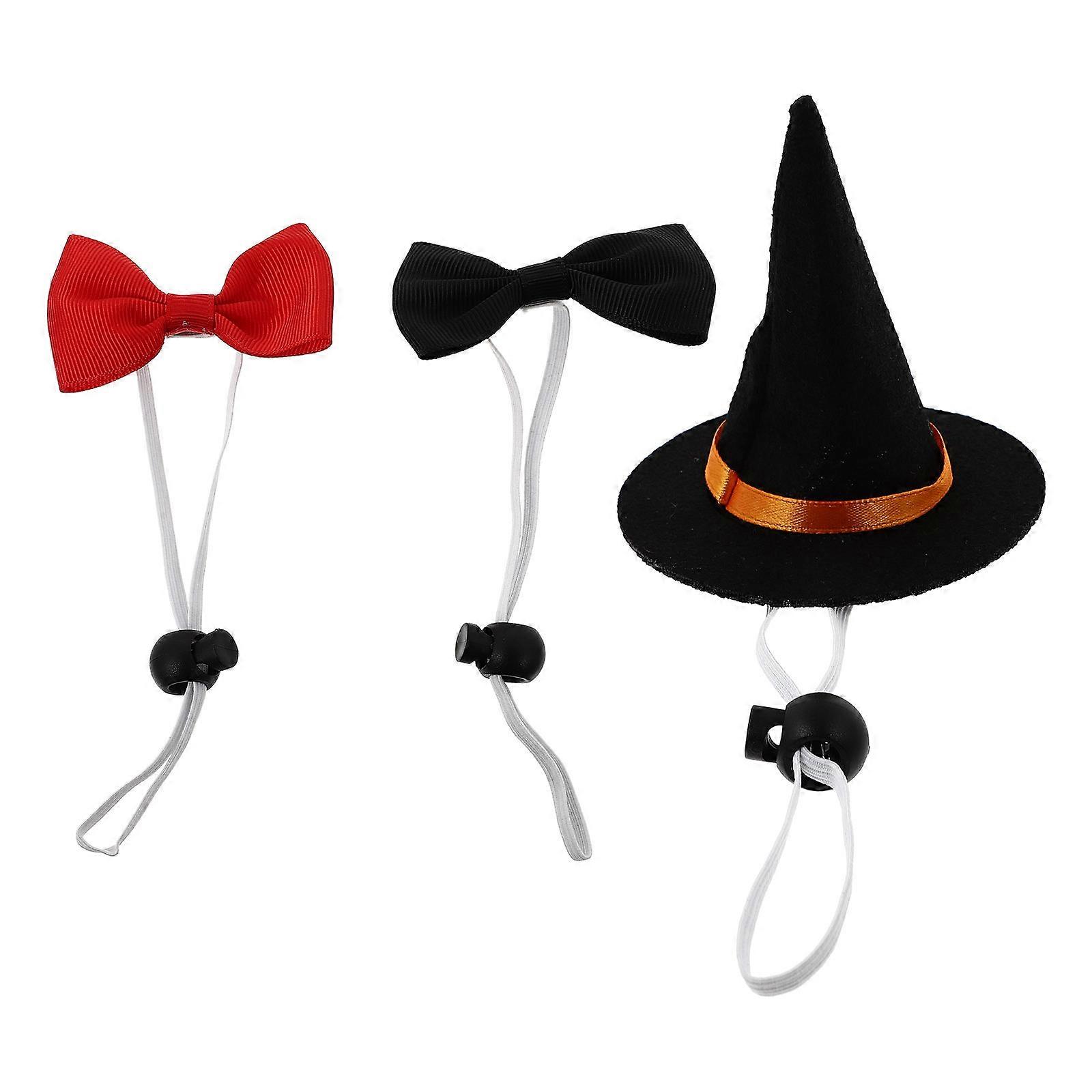 Festival Pet Costume Accessory Witch Hat Bowtie for 3Sets Use