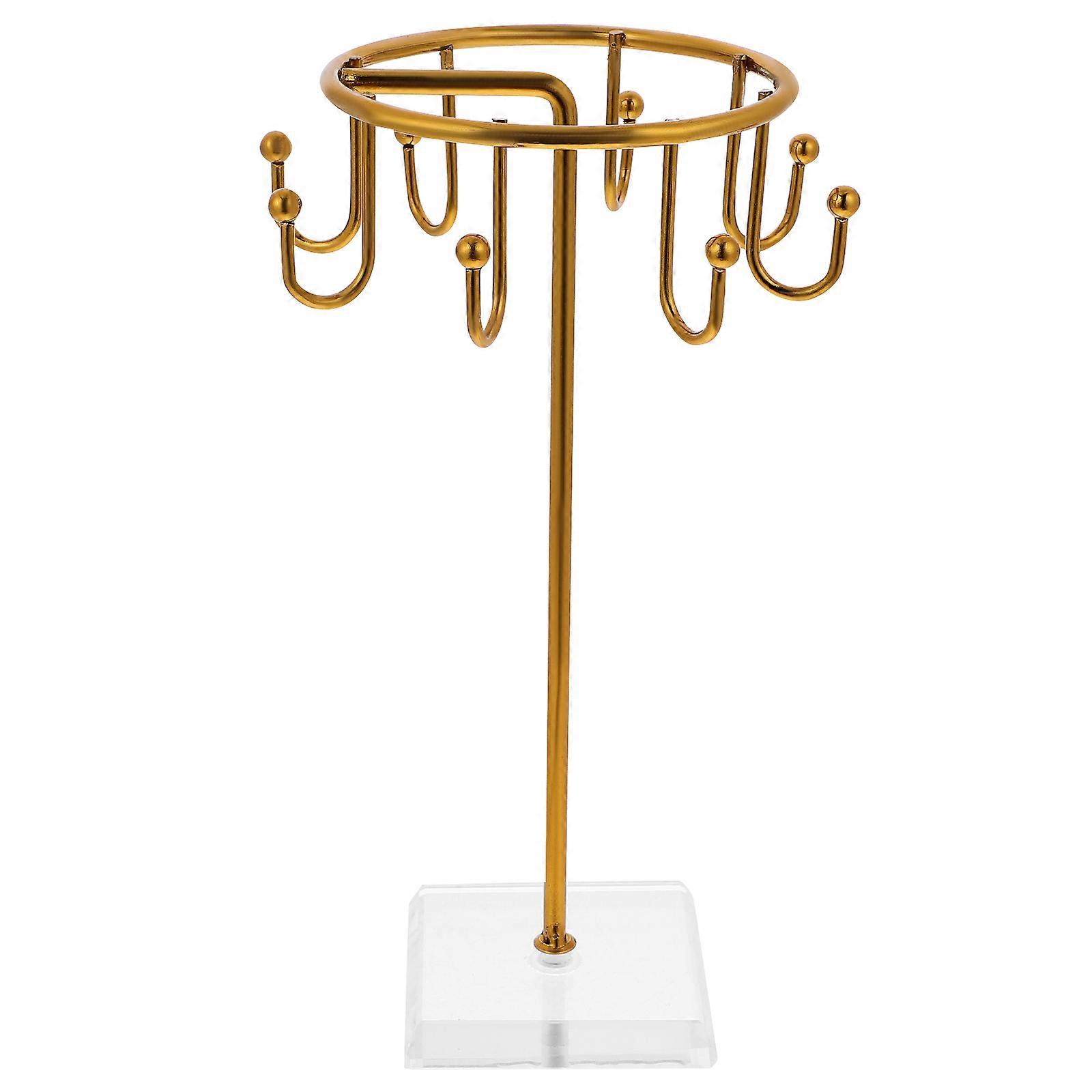 Earring Display Holder Jewelry Stand For Home Use And Retail Store Display 11.5X11.5X18.5CM Golden Multi-functional 1Piece
