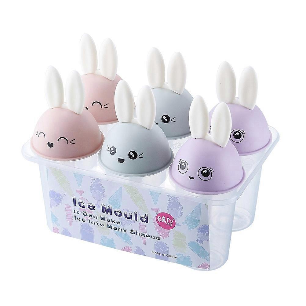 6Pcs Rabbit Shape Ice Cream Maker Mold Tool For Children Party Summer DIY Activities Assorted Color