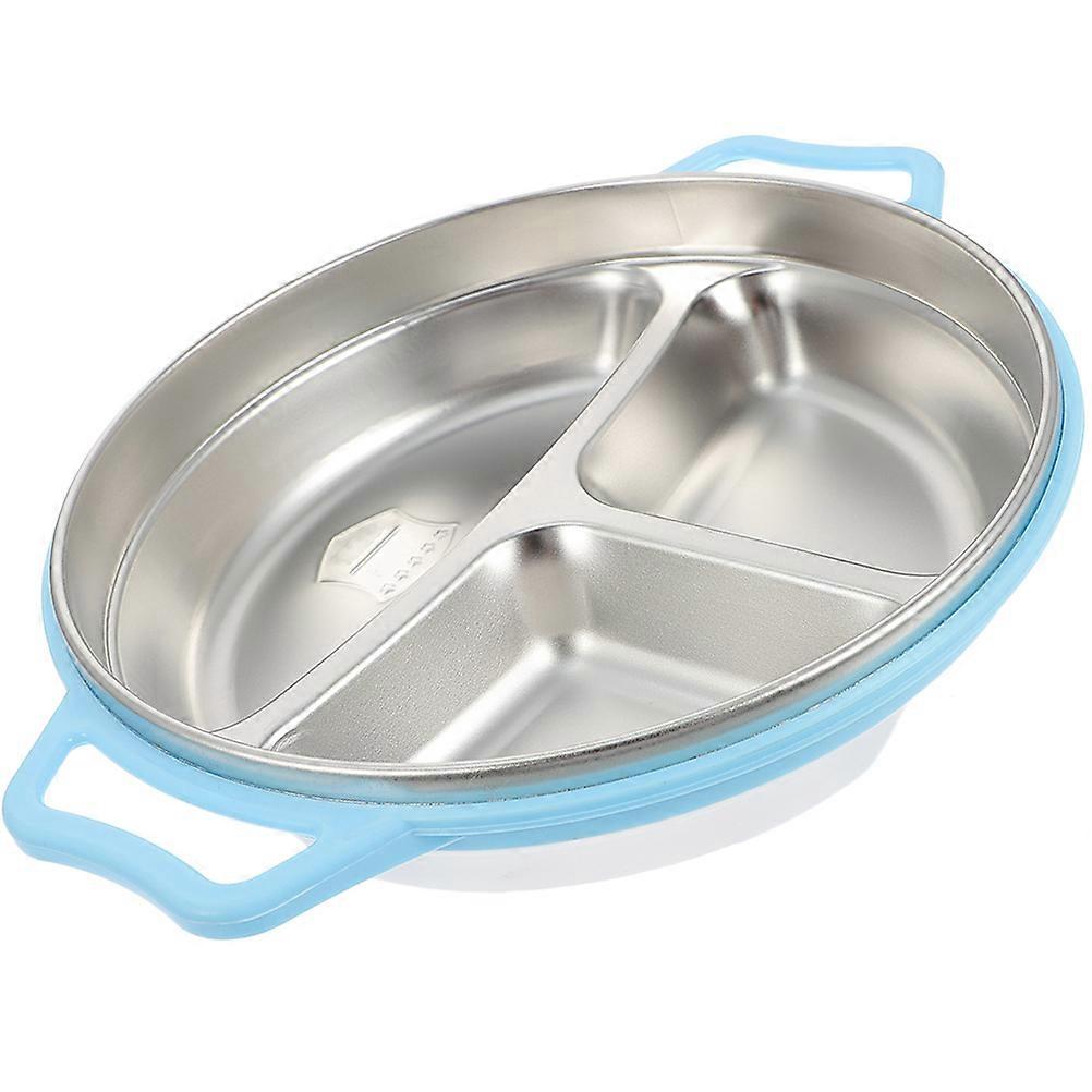 Multi Section Plate Food Divider Tray For Kids In Blue Made From Stainless Steel Suitable For Oven Microwave Dishwasher 1Pcs