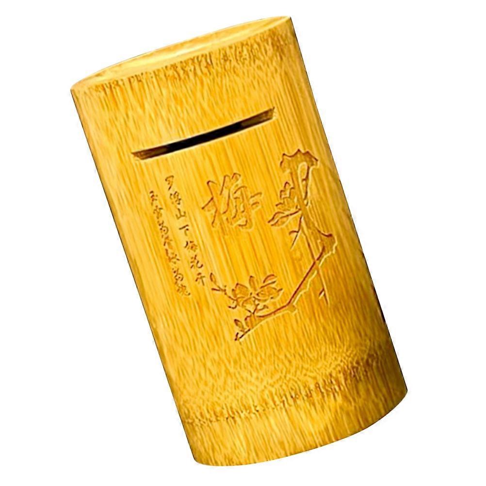 Money Box Bamboo Piggy Bank for Saving 4Pcs Reusable Desktop Decoration