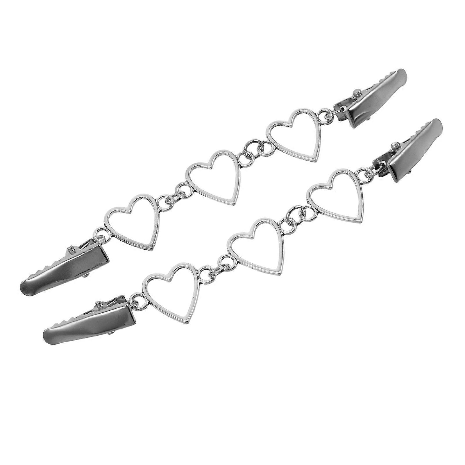 Heart Sweater Collar Clips for Cardigans and Shawls 8Pcs Silver Alloy