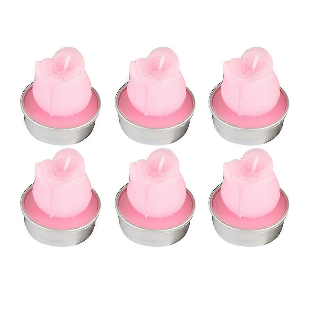 Wedding Candle Pink Rose Shape Design for Romantic Atmosphere 12Pcs