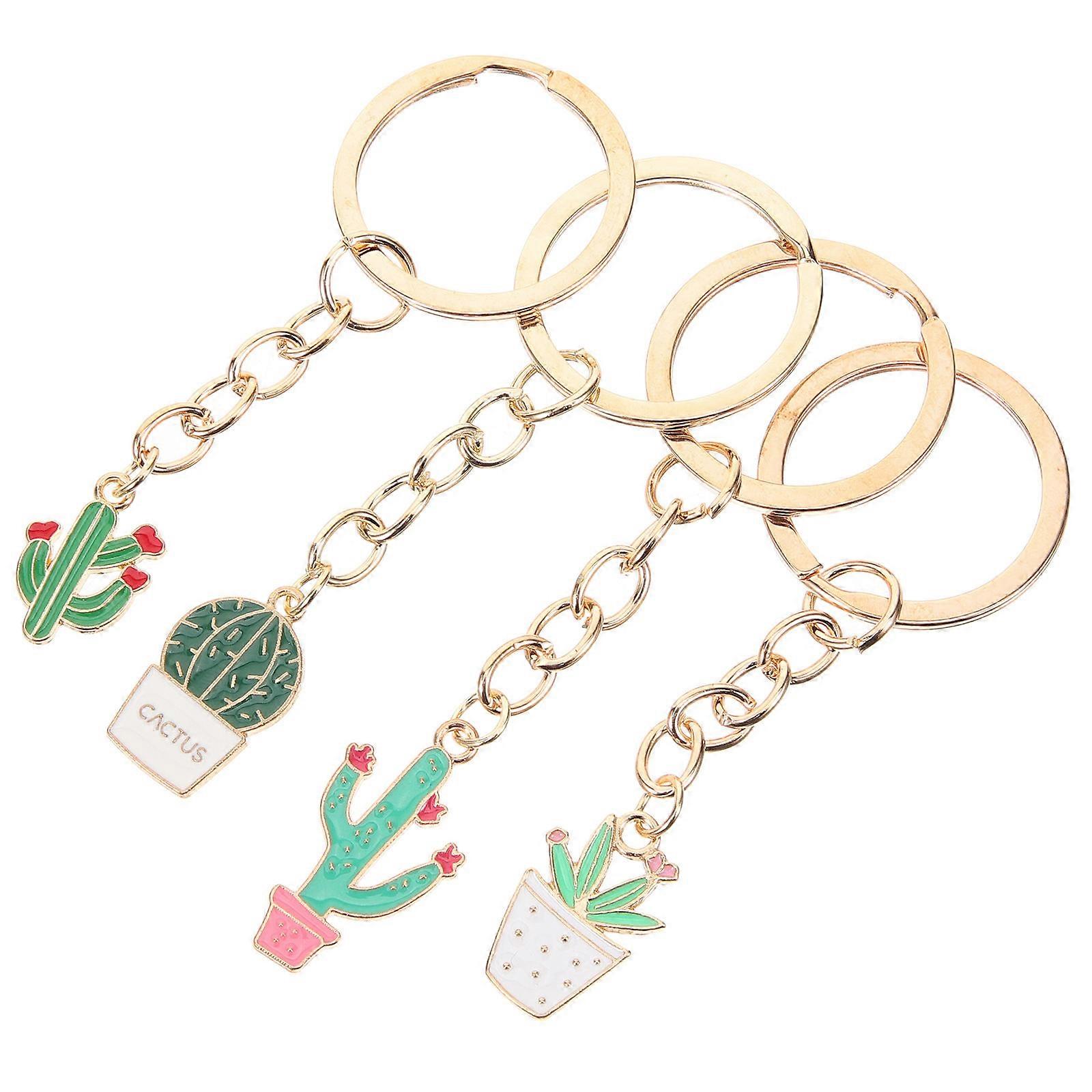Cactus Keychain Summer Themed Key Ring Pendant for Use 16Pcs Assorted Colors