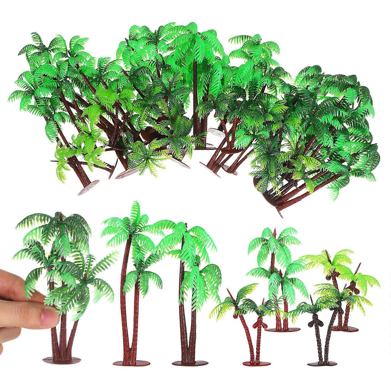 Plastic Tree Miniature Coconut Palm Tree Model for Decoration 31Pcs Set