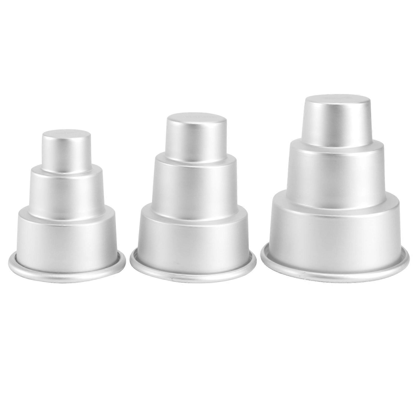 3 Tier Cake Pan for Baking 6Pcs Round Cupcake and Pudding Mold