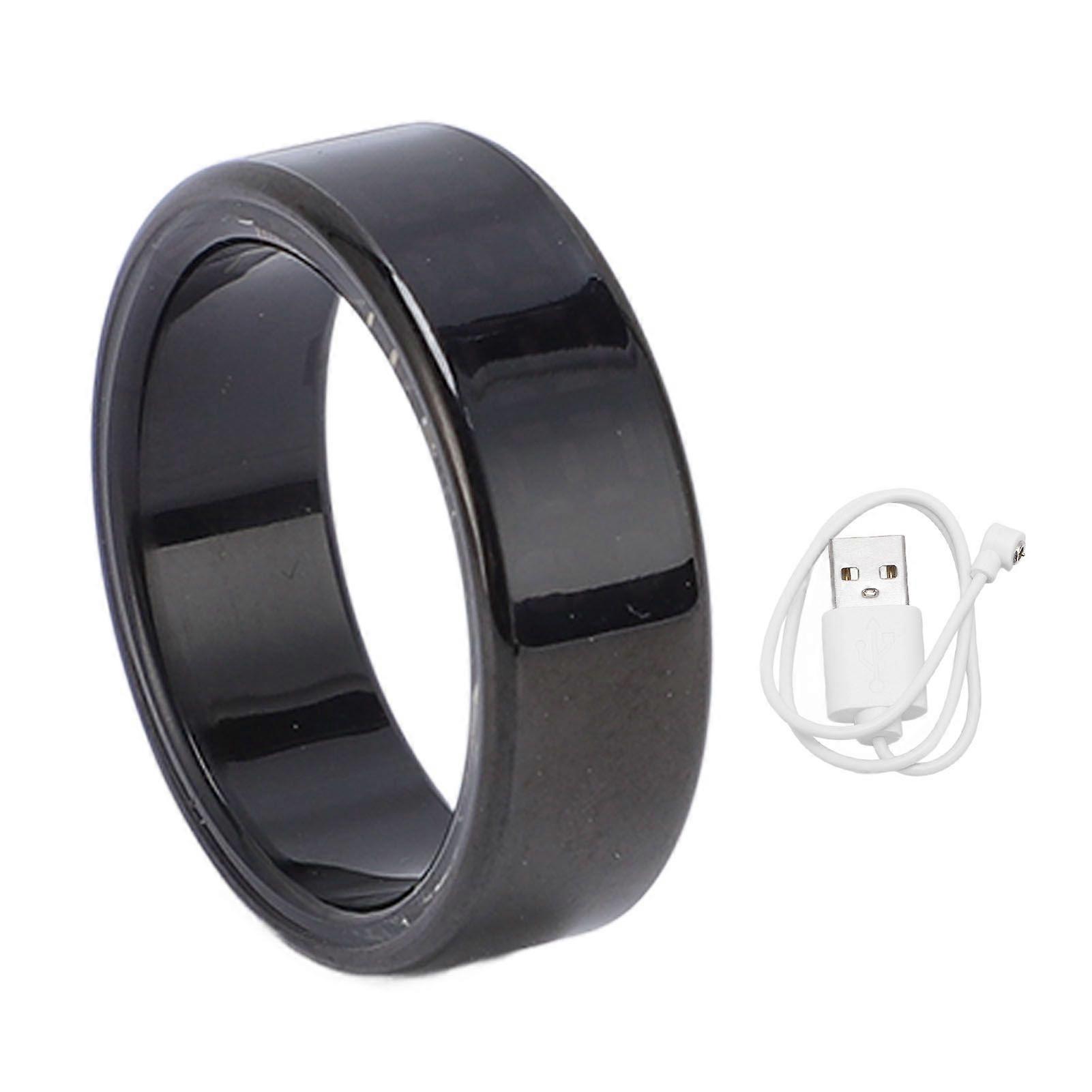 Smart Ring with APP Display Screen Multiple Sports Modes IP68 Water Resistant Stainless Steel 18mAh Smart Fitness Ring for Cycling Running Black 11