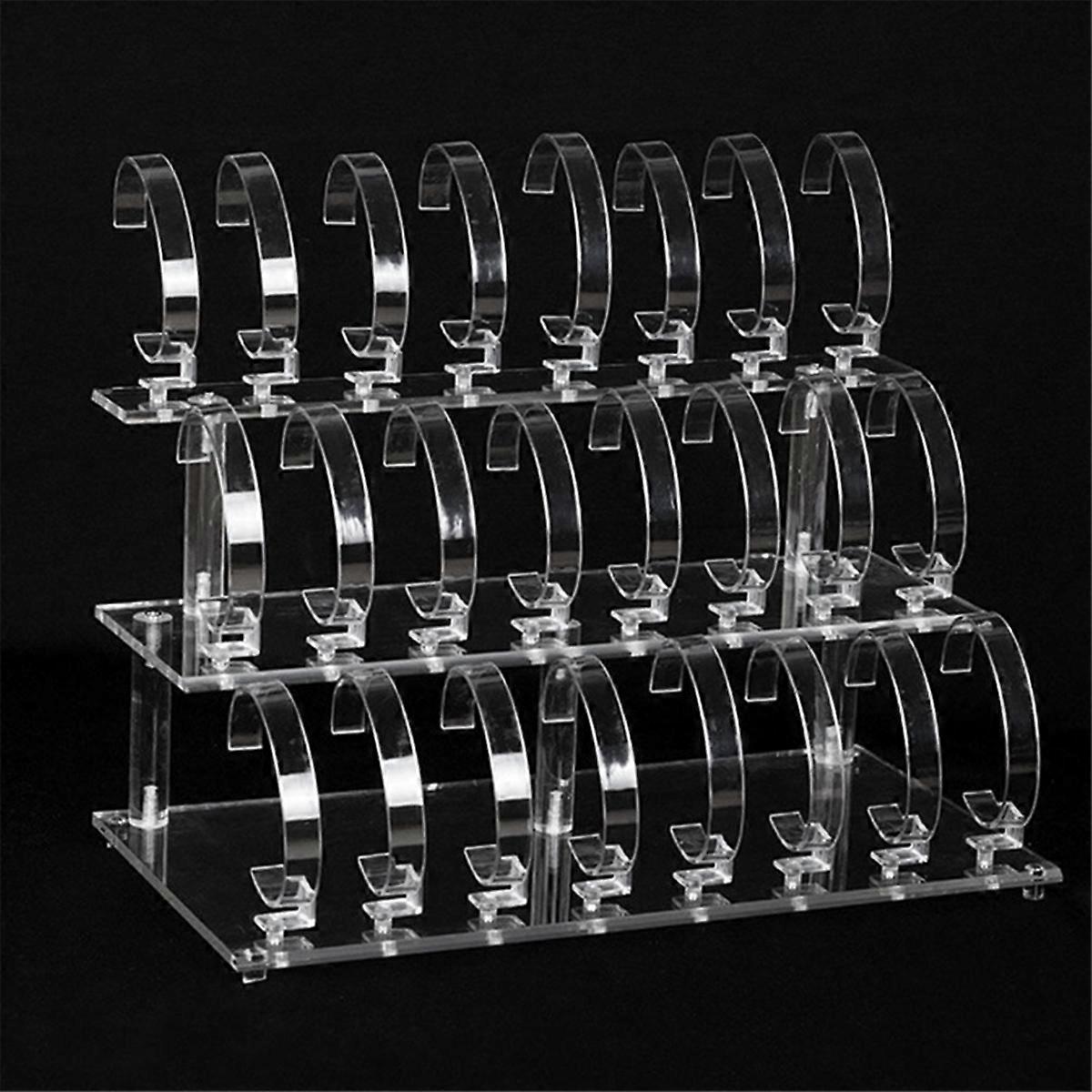 Clear 24 Bits Acrylic Watch Display Holder Stand Rack Showcase Tool