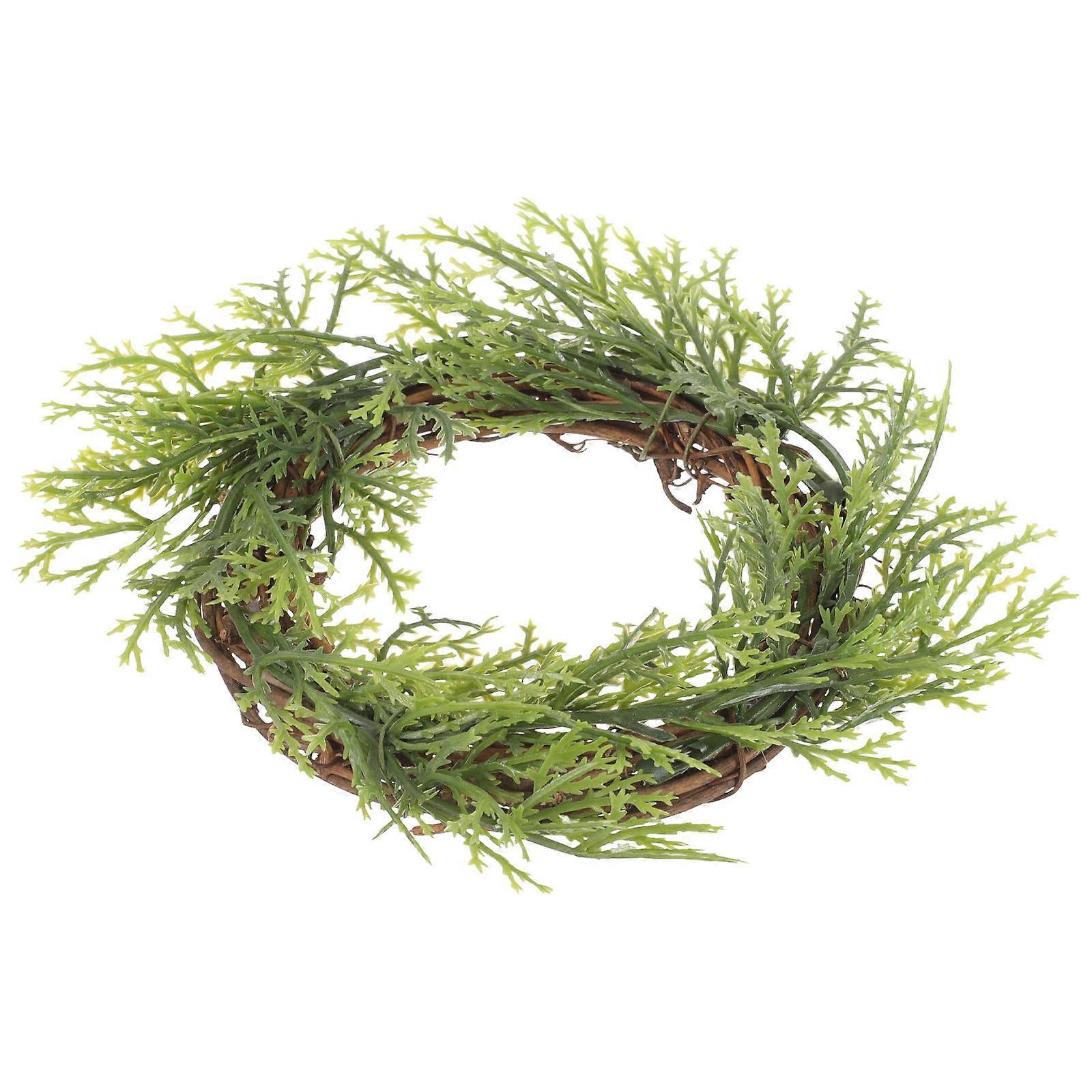 Artificial Candle Wreath Simulation Pine Decorative Candle Ring 4Pcs