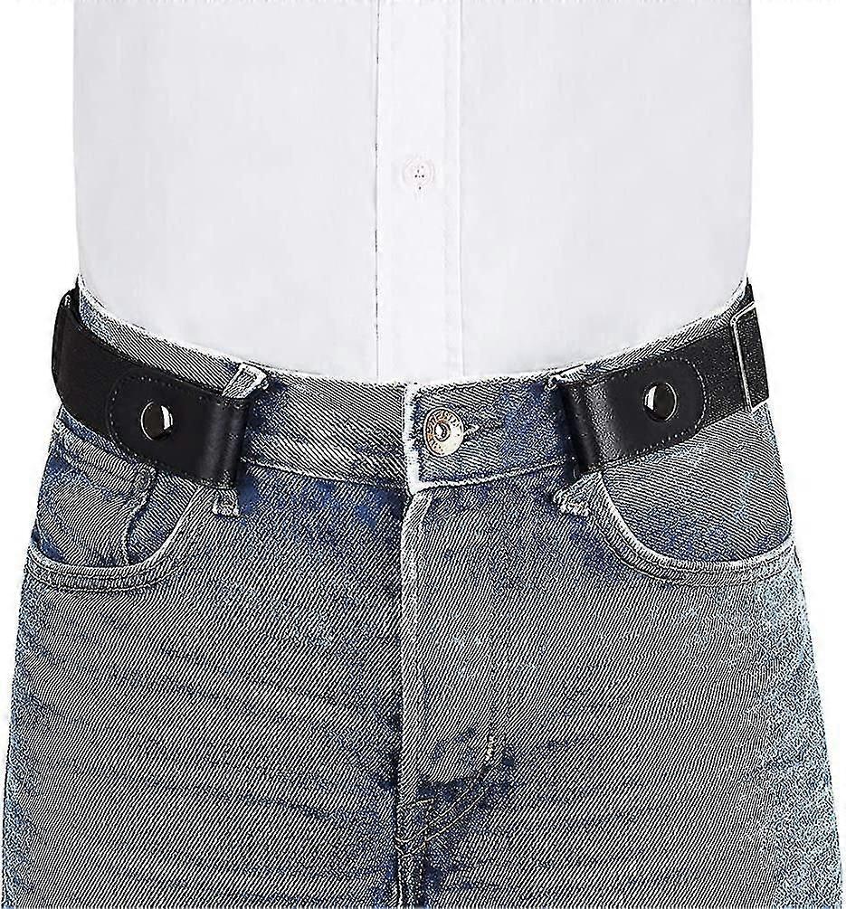 Belt Invisible Elastic Belt Without Buckle Belt For Women Men Jeans Pants Black