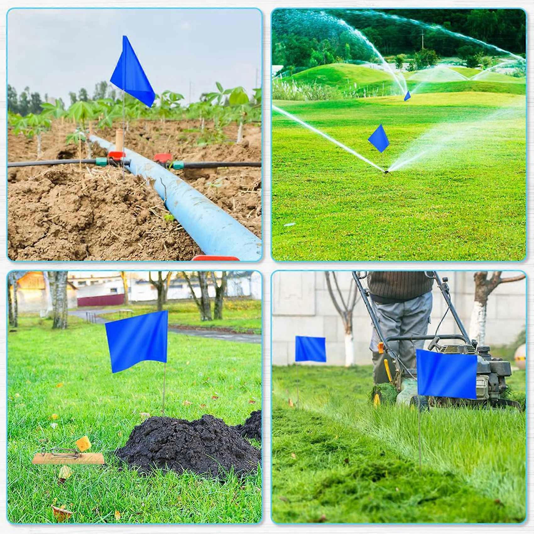 Marking Flags Marker Flags for Lawn 90 Pack, PVC Small Flags,Marking Flags Lawn Flags, Garden Flags,Survey Flags,Blue