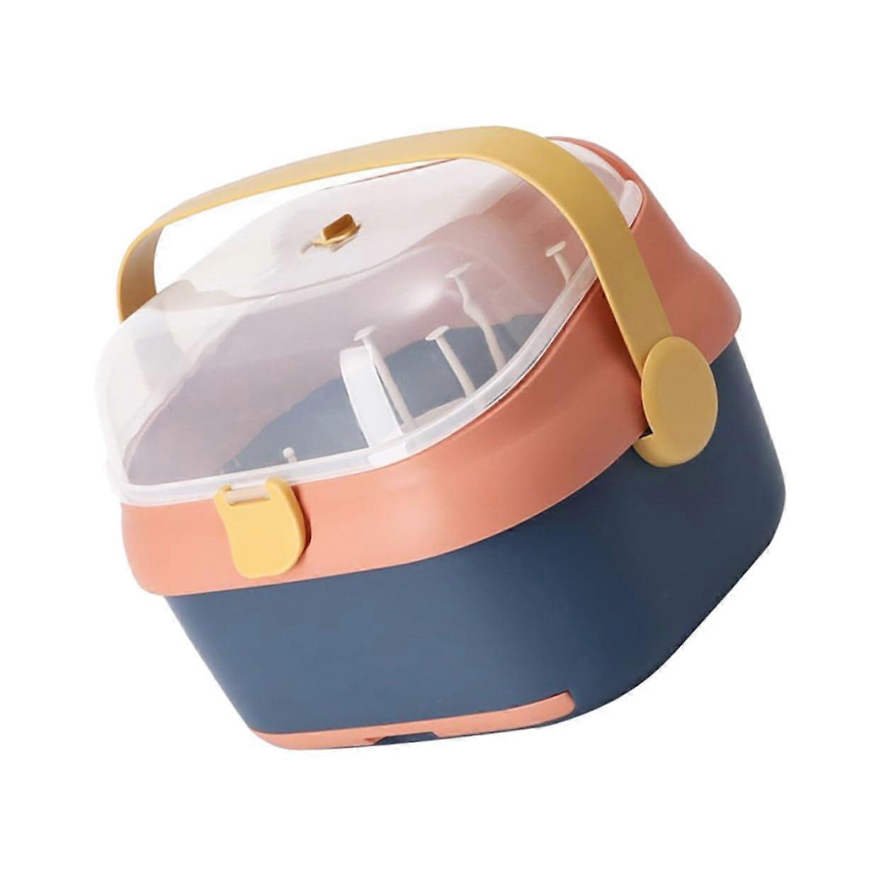 Multifunctional Bottle Storage Removable Bracket Dustproof Cover Draining Box Organizer For Drying Bottles Tableware Large Blue