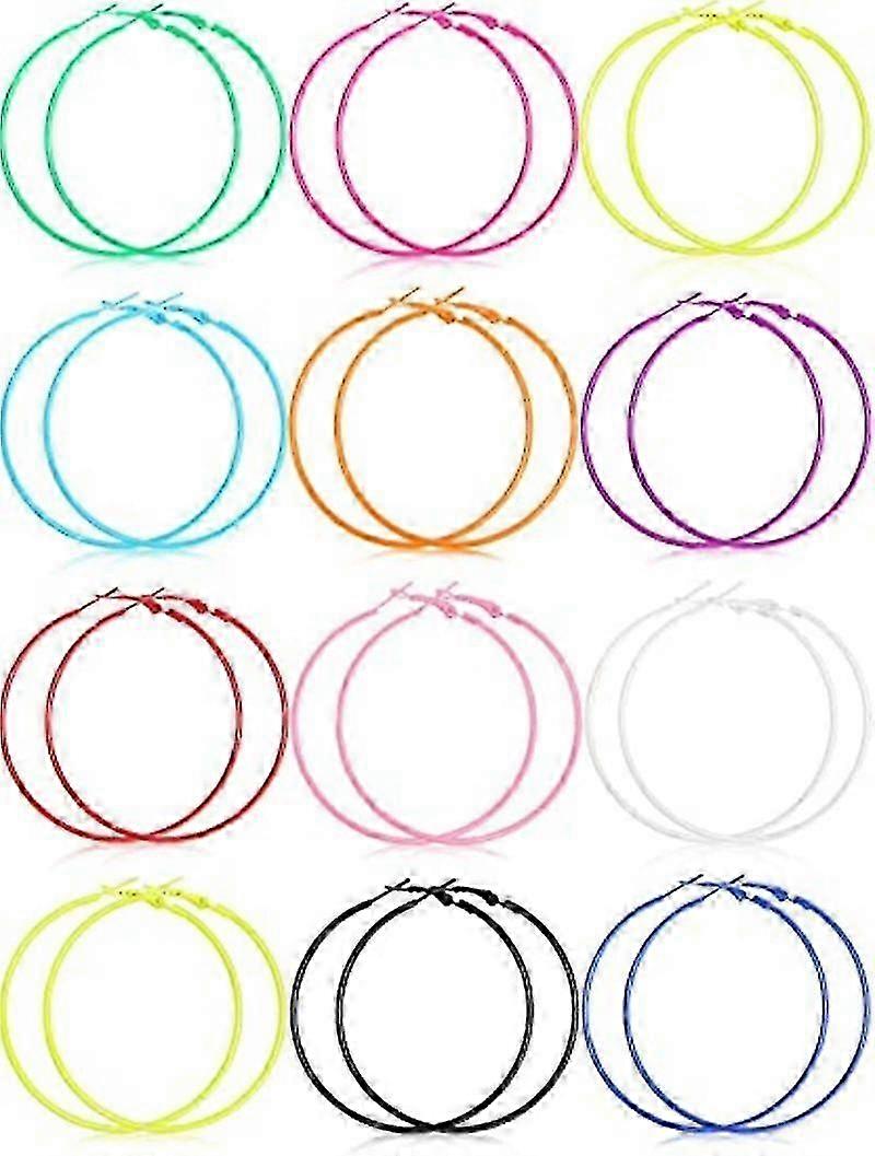 90年代のクラシックなラージイヤリング 12ペア ヴィンテージネオンドロップイヤリング レディースアクセサリー