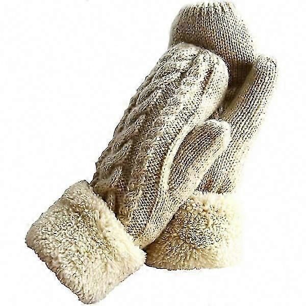 Women's Warm Lined Gloves - Cozy Thick Wool Mittens for Winter