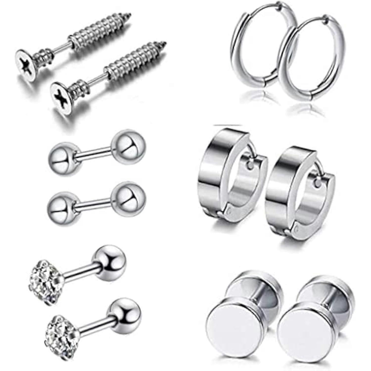 12 trendy stainless steel silver earrings for personality ears