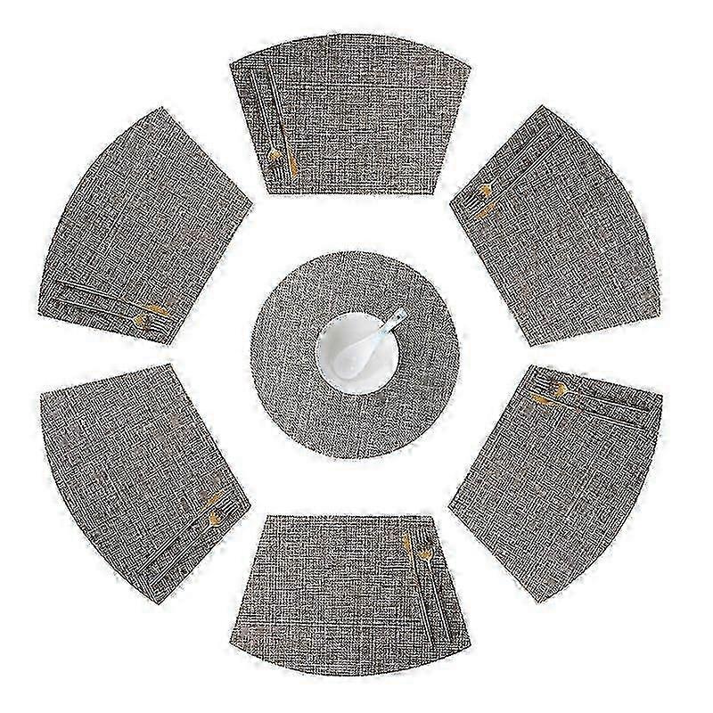 25-26 Round Table Placemats Set Of 7 Wedge Placemat With Centerpiece Round Mat Heat Resistant Table Mats Washable f74